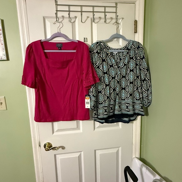 crown & ivy Tops - crown & ivy Women's Fuchsia and Navy Blouses